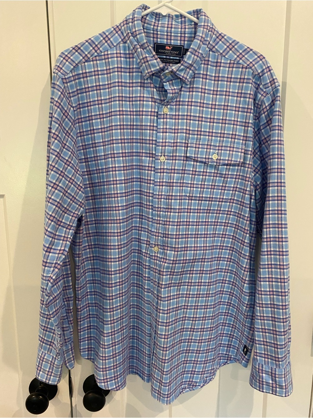 Vineyard Vines Blue and Purple Plaid Button-Down Shirt - Men